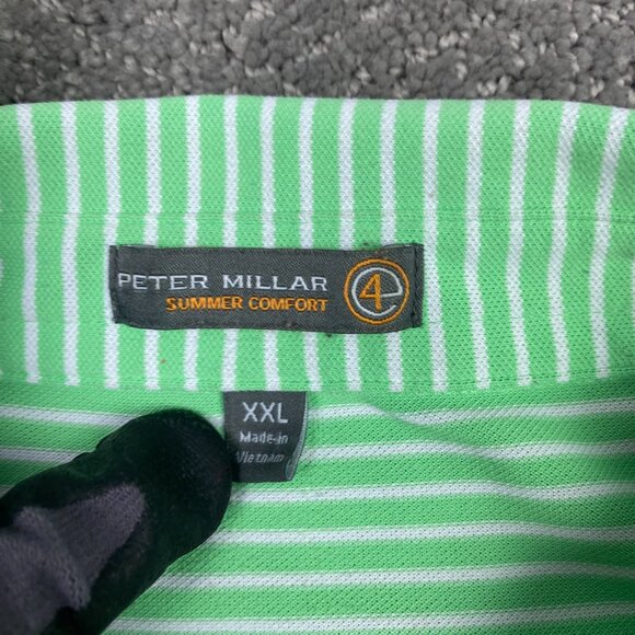 Peter Millar Summer Comfort Polo Shirt Men's XXL Green White Golf Performance - Picture 5 of 10